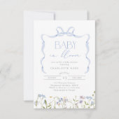 少年のベビー開花ブルーボウフローラ赤ちゃんシャワー 招待状 (正面)