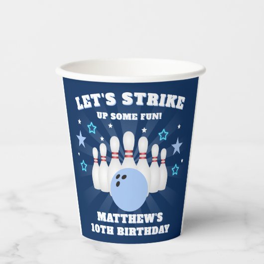 少年のボーリングが何らかのおもしろい誕生日 紙コップ (正面)