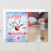 少年のボーリング誕生日写真 招待状 (正面/裏面)