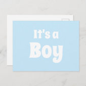 少年のライトブルーの白いベビー発表 ポストカード (正面/裏面)