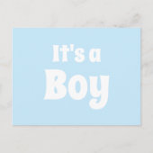 少年のライトブルーの白いベビー発表 ポストカード (正面)
