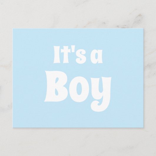 少年のライトブルーの白いベビー発表 ポストカード (正面)