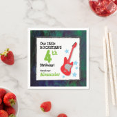 少年のロックスター誕生日とレッドギター スタンダードカクテルナプキン (インサイチュ)