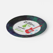 少年のロックスター誕生日とレッドギター ペーパープレート (アングル)