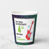 少年のロックスター誕生日とレッドギター 紙コップ (裏面)