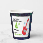 少年のロックスター誕生日とレッドギター 紙コップ (正面)