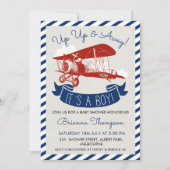 少年のヴィンテージ飛行機ベビーシャワー招待状 招待状 (正面)