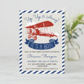 少年のヴィンテージ飛行機ベビーシャワー招待状 招待状 (スタンド正面)