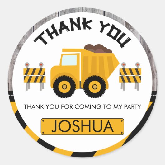 少年の下の建築誕生日好意ステッカー ラウンドシール (正面)