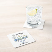 少年の任意の年齢誕生日ブルートレインチュガチョオ スクエアペーパーコースター (インサイチュ)