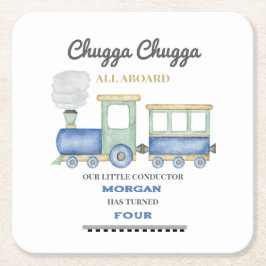 少年の任意の年齢誕生日ブルートレインチュガチョオ スクエアペーパーコースター