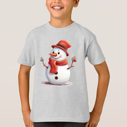 ⛄少年の休日雪だるまシャツ Tシャツ (正面)