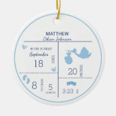 少年の写真パーソナライズされた生誕発表 セラミックオーナメント (正面)