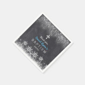 少年の冬の文字列ライト雪片チョークバプテスマ スタンダードカクテルナプキン (角)