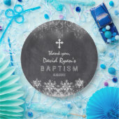 少年の冬の文字列ライト雪片チョークバプテスマ ペーパープレート (パーティー)