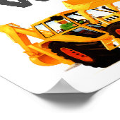 少年の名前と年齢2歳の誕生日建築トラック ポスター (角)