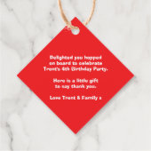 少年の名前の年齢の電車ロコ赤い白い誕生日感謝してい フェイバータグ (裏面)