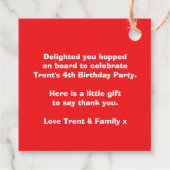 少年の名前の年齢トレインの赤い青の誕生日 フェイバータグ (裏面)