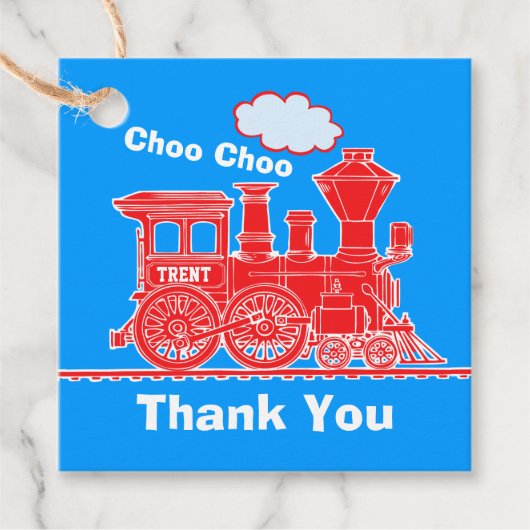 少年の名前の年齢トレインの赤い青の誕生日 フェイバータグ (正面)