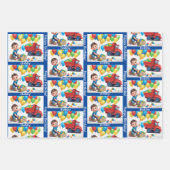 少年の名前誕生日ダンプトラック風船 ラッピングペーパーシート (正面2)