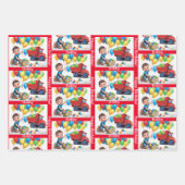 少年の名前誕生日ダンプトラック風船 ラッピングペーパーシート (正面)