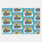 少年の名前誕生日ダンプトラック風船 ラッピングペーパーシート (正面3)