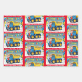 少年の名前誕生日ダンプトラック風船 ラッピングペーパーシート (正面2)