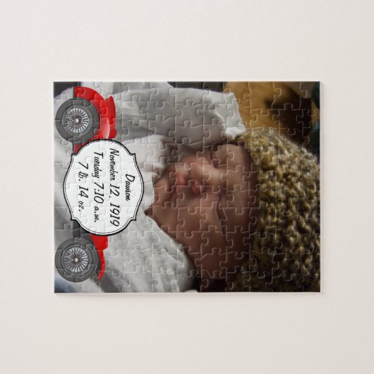 少年の子供部屋クラシック車のギフト甘い赤いレトロ車 ジグソーパズル (横)