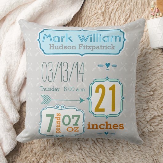 少年の子供部屋ルームベビーの矢印パターン クッション (ブランケット)