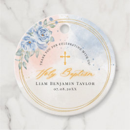 少年の宗教的バプテスマフローラの水色モダン フェイバータグ