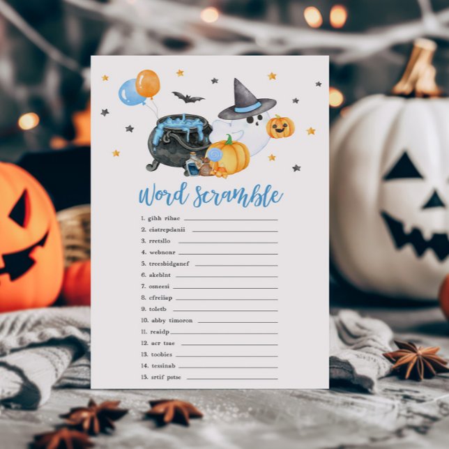 少年の小さなブー幽霊単語スクランブルゲーム (Ghost Halloween Baby Shower Word Scramble Game)