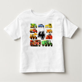 少年の年齢カスタム建築トラック4歳の誕生日 トドラーTシャツ