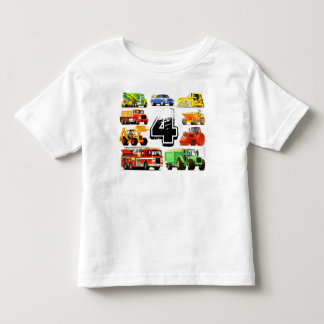 少年の年齢カスタム建築トラック4歳の誕生日 トドラーTシャツ