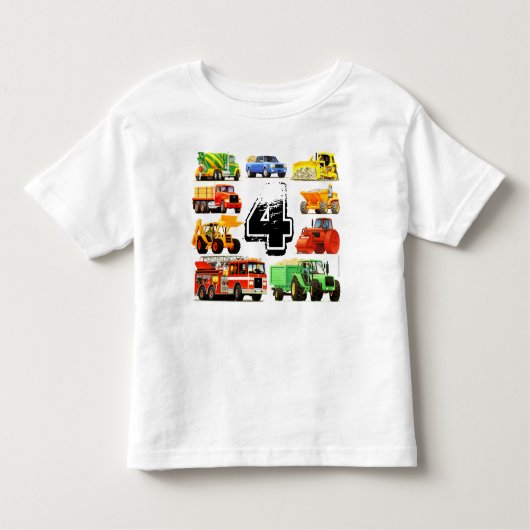 少年の年齢カスタム建築トラック4歳の誕生日 トドラーTシャツ (正面)