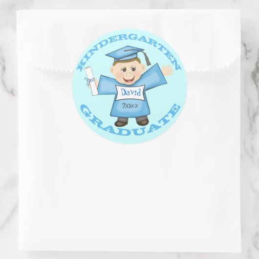 少年の幼稚園の卒業式シール ラウンドシール (バッグ)