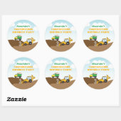 少年の建築ディガーダンプトラック誕生日パーティー ラウンドシール (シート)