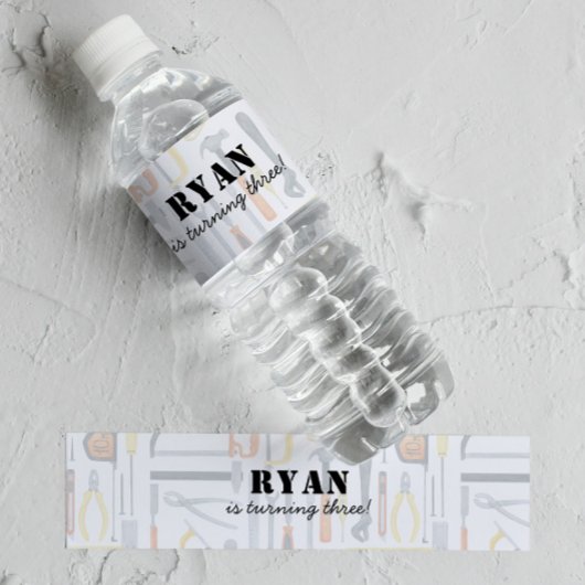 少年の建築ビルダー誕生日 ペットボトルラベル