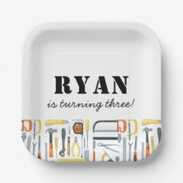 少年の建築ビルダー誕生日 ペーパープレート