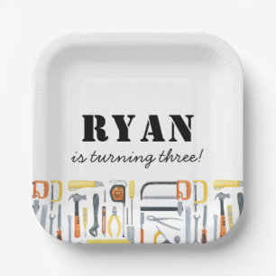 少年の建築ビルダー誕生日 ペーパープレート