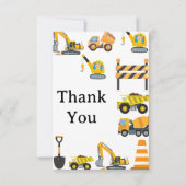 少年の建設バースデーパーティーのテーマ サンキューカード (正面)