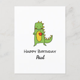 少年の恐竜のハッピーバースデーパーティーの好意カード ポストカード