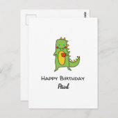 少年の恐竜のハッピーバースデーパーティーの好意カード ポストカード (正面/裏面)