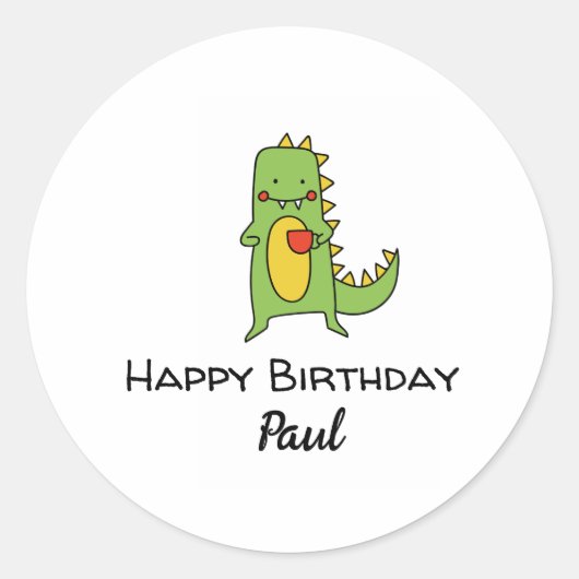 少年の恐竜のハッピーバースデーパーティーの好意 ラウンドシール (正面)
