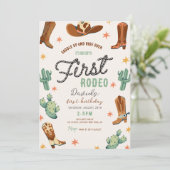 少年の最初のロデオ誕生日カウボーイかわいい子供たち 招待状 (スタンド正面)