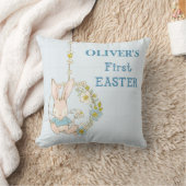 少年の最初の復活祭バニーの花のスイング クッション (ブランケット)