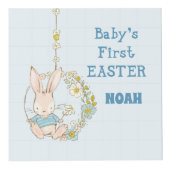 少年の最初の復活祭バニーの花のスイング フォトキューブ (右)