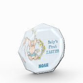 少年の最初の復活祭バニーの花のスイング フォトブロック (左)