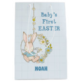 少年の最初の復活祭バニーの花のスイング ミディアムペーパーバッグ (正面)