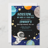 少年の最初の旅のまわりに太陽の最初の誕生日宇宙 招待状 (正面)