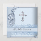 少年の最初の聖なる聖体青の確認2 招待状 (正面)